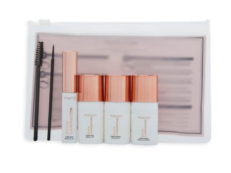 Zestaw Brow Lamination Set Brow Glue klej do brwi 4ml + Brow Lift krem do brwi 5ml + Brow Fix utrwalacz do brwi 5ml + Brow Hydrate nawilżacz do brwi 5ml +  Brush pędzelek x2 For Discount