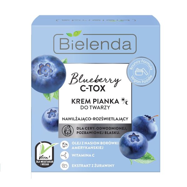 Blueberry C-TOX krem pianka do twarzy nawilżająco-rozświetlający na dzień i noc 40g Fashion