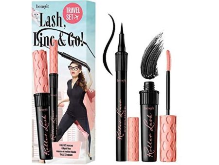 Lash Line & Go Travel Set zestaw podkręcająco-liftingujący tusz do rzęs Black 8.5g + matowy eyeliner w pisaku Black 1ml For Discount